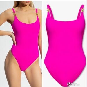 Versace Medusa strap one piece swimsuit hot pink NWT
